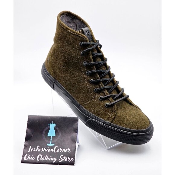 Frye Men's Olive Wool Rubber High-Top Ludlow Fashion Shoes Size 13 385 - Picture 15 of 16